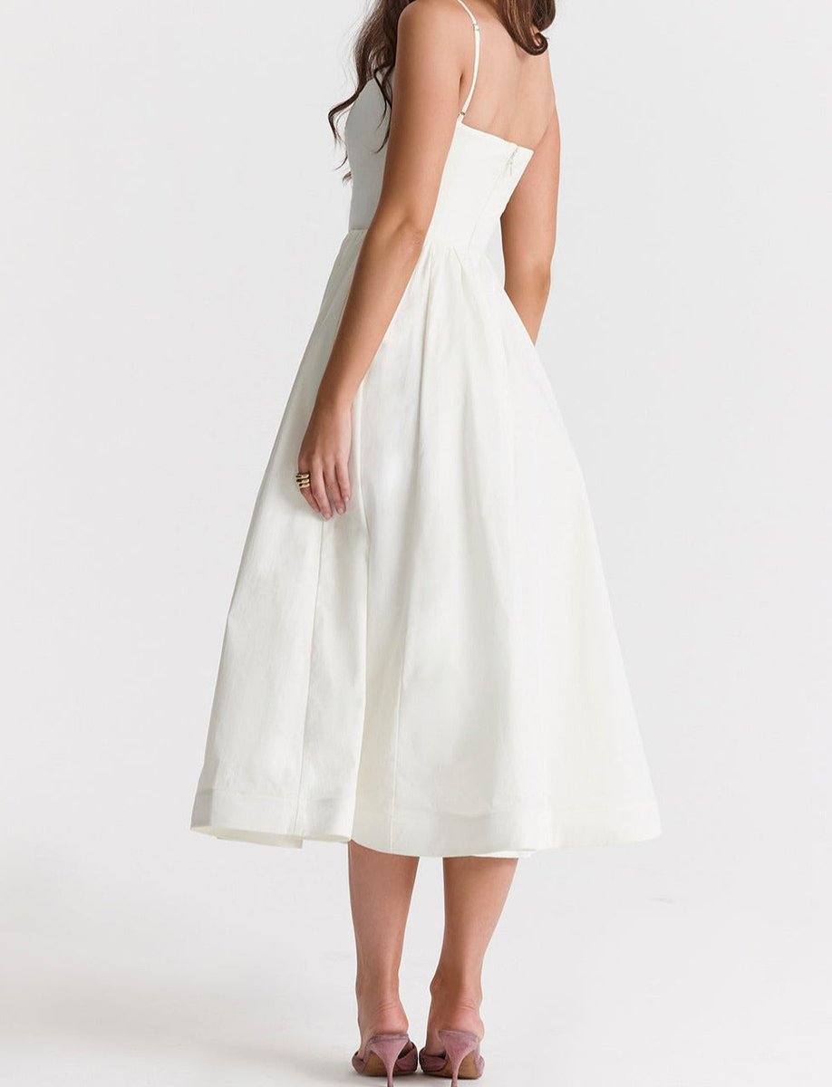 Women's Spaghetti Strap Full-Skirt Fall Midi Dress