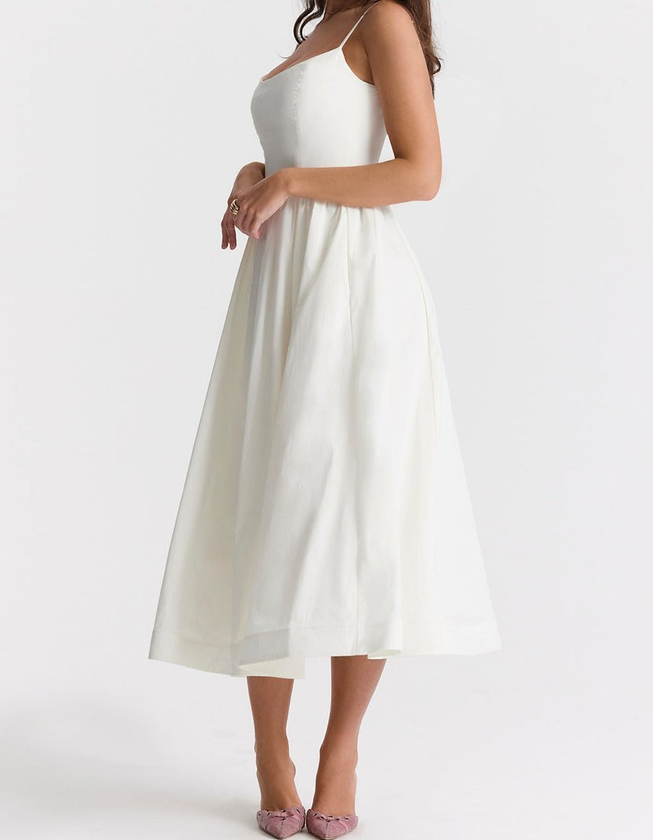 Women's Spaghetti Strap Full-Skirt Fall Midi Dress