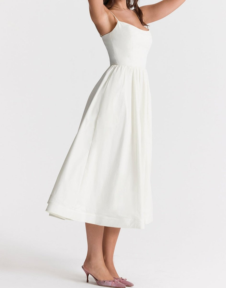 Women's Spaghetti Strap Full-Skirt Fall Midi Dress