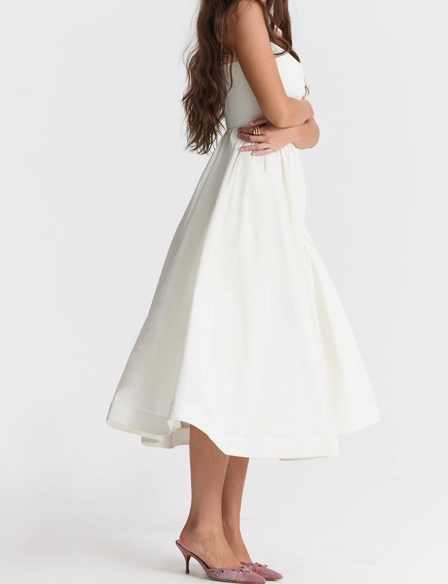 Women's Spaghetti Strap Full-Skirt Fall Midi Dress