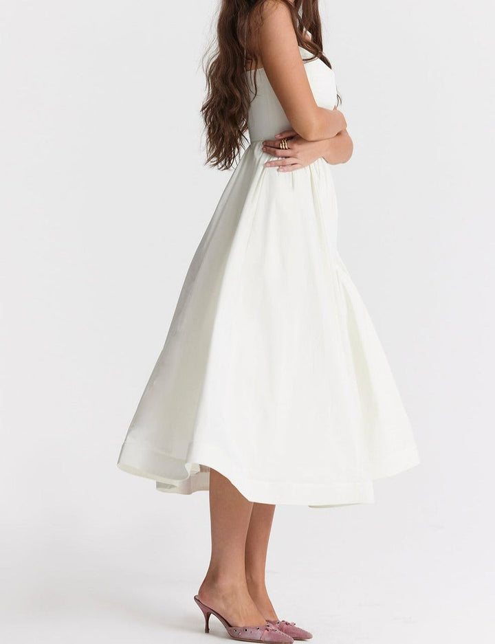 Women's Spaghetti Strap Full-Skirt Fall Midi Dress