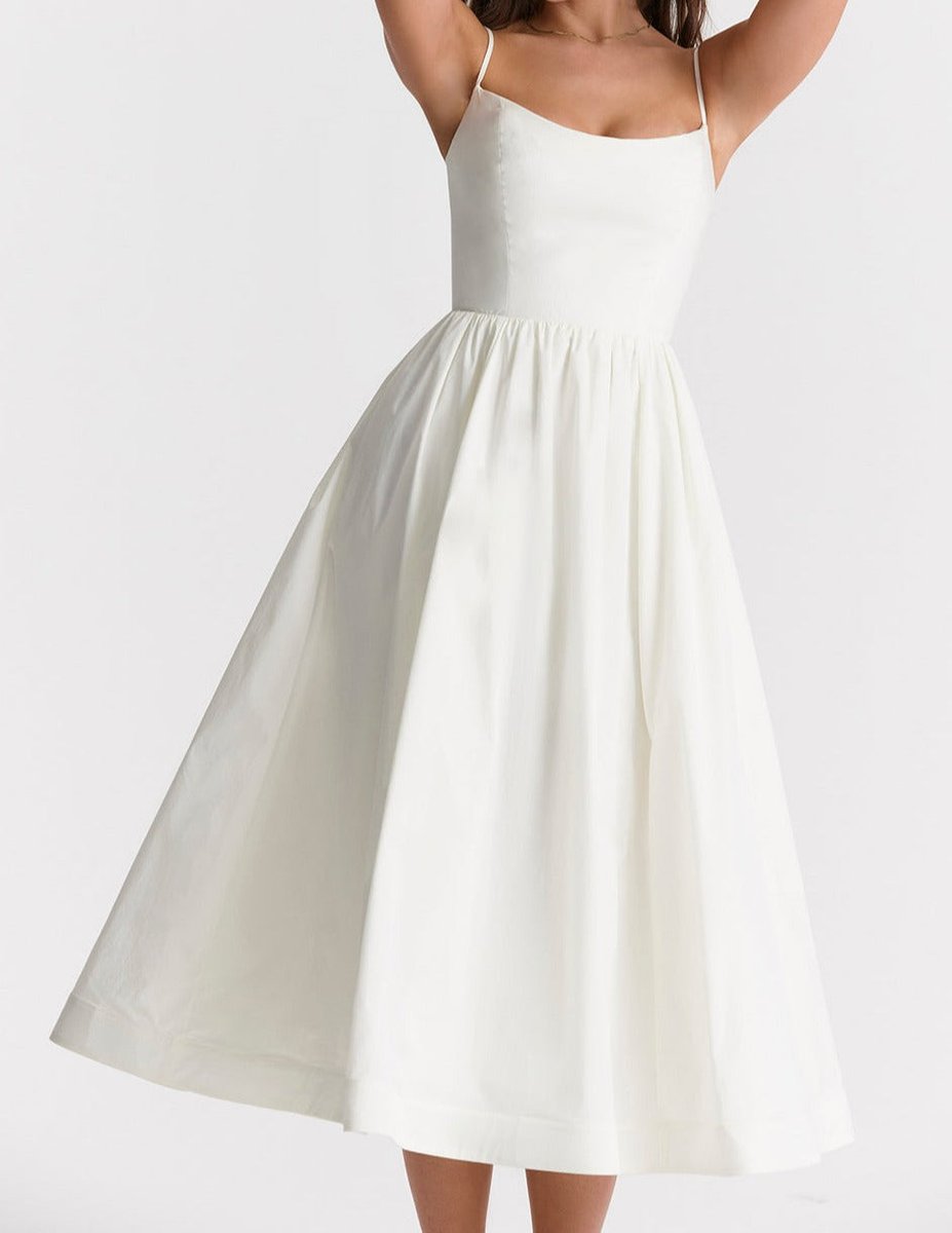 Women's Spaghetti Strap Full-Skirt Fall Midi Dress