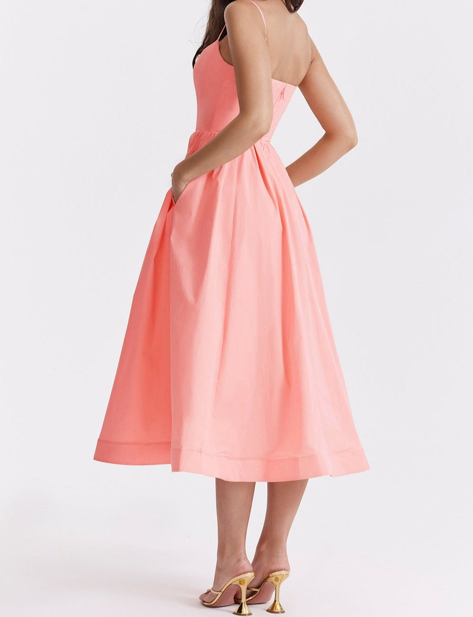 Women's Spaghetti Strap Full-Skirt Fall Midi Dress