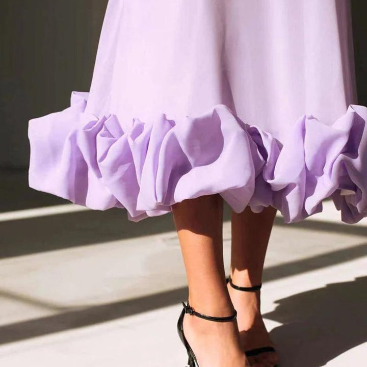 Women's Spaghetti Strap Ruffle Hem Fall Midi Dress