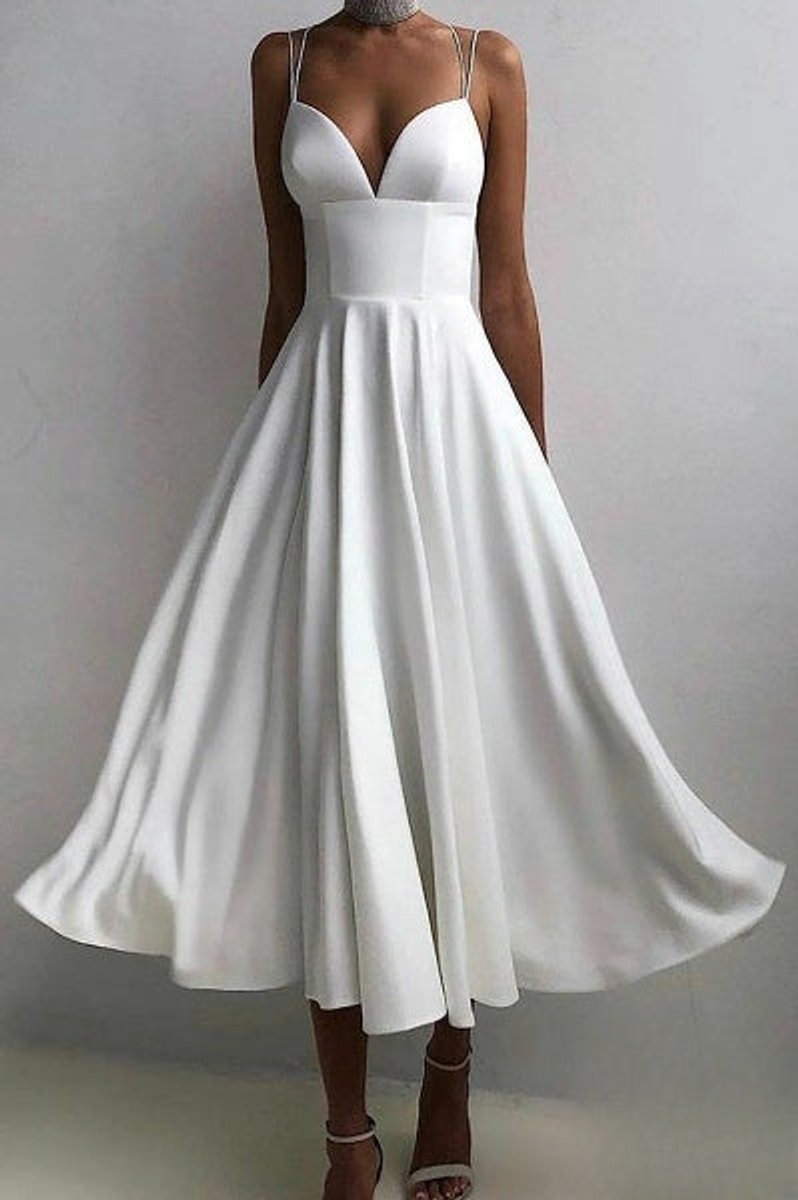 Women's Spaghetti Strap V-Neck Fall Midi Dress Special Occasion
