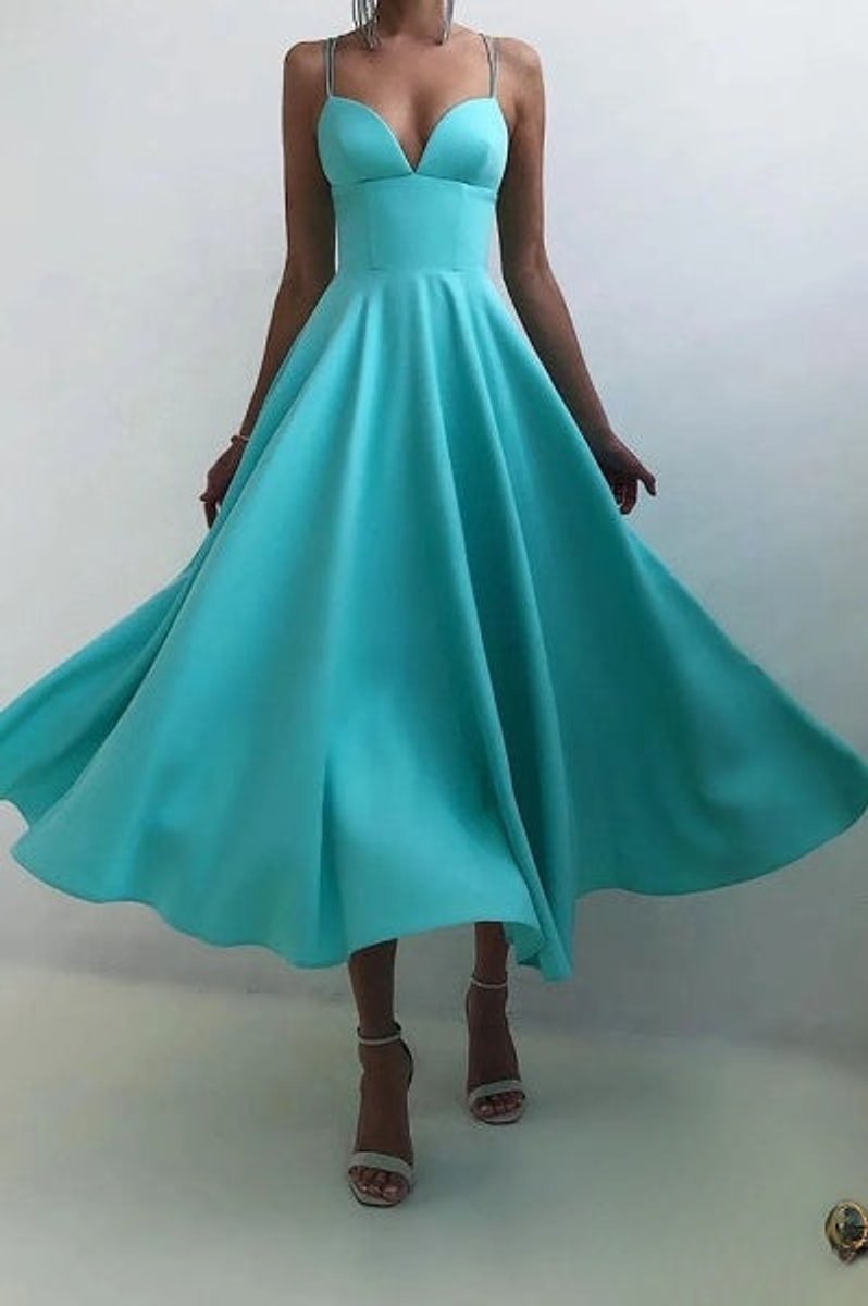 Women's Spaghetti Strap V-Neck Fall Midi Dress Special Occasion