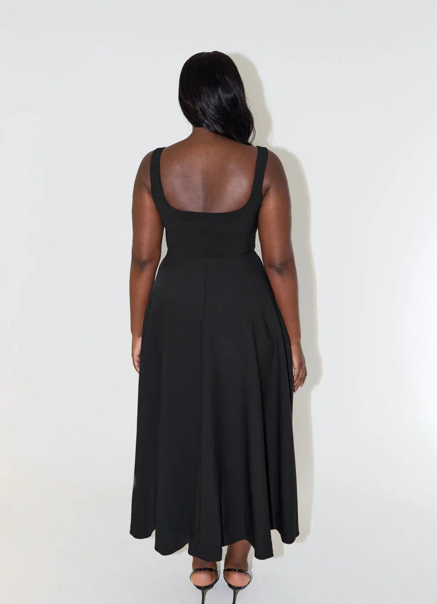 Women's Square-Neck A-Line Fall Midi Dress