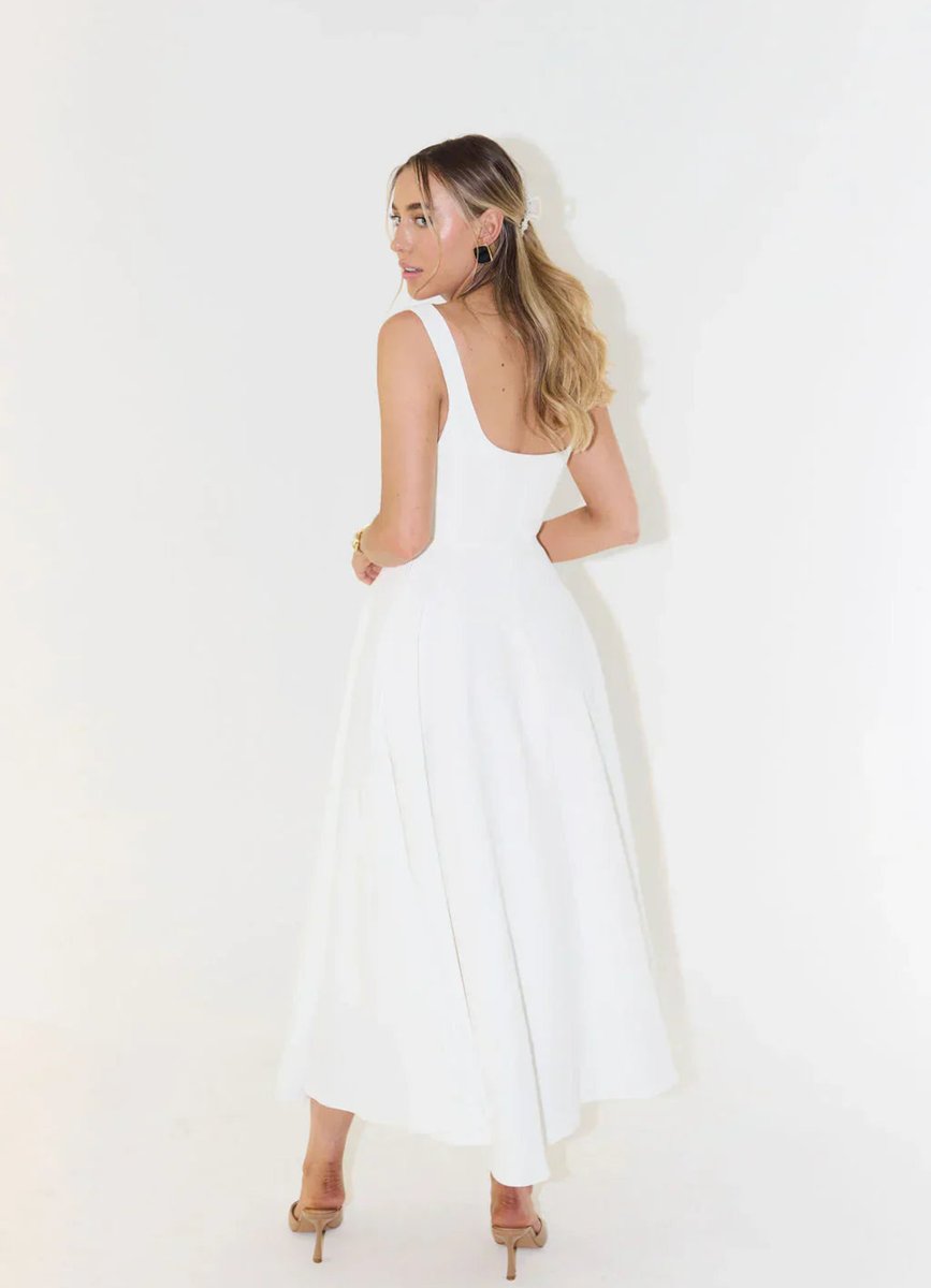 Women's Square-Neck A-Line Fall Midi Dress