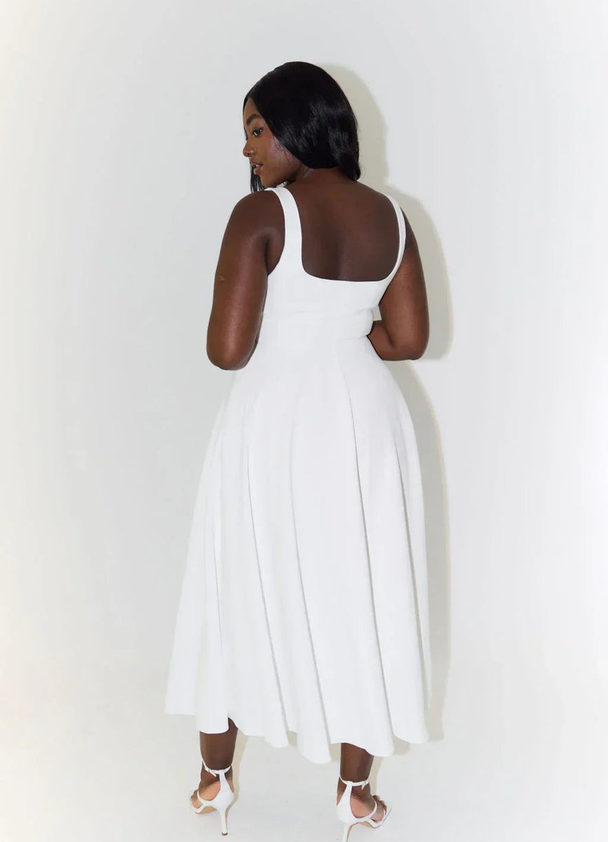 Women's Square-Neck A-Line Fall Midi Dress