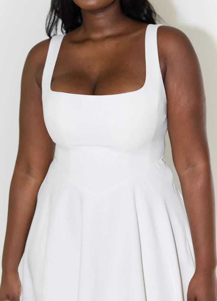 Women's Square-Neck A-Line Fall Midi Dress