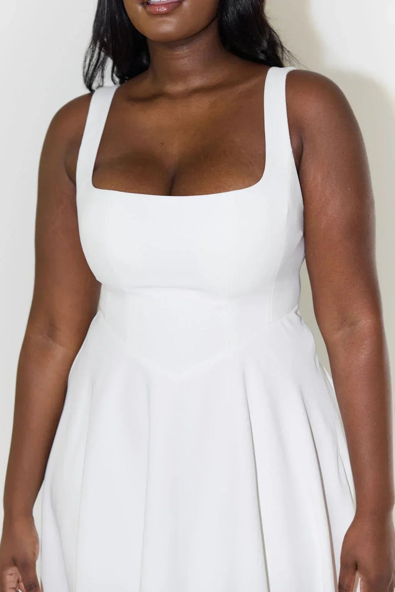 Women's Square-Neck High-Waist A-Line Fall Midi Dress