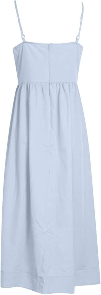 Women's Square Neck Spaghetti Strap A-Line Fall Midi Dress