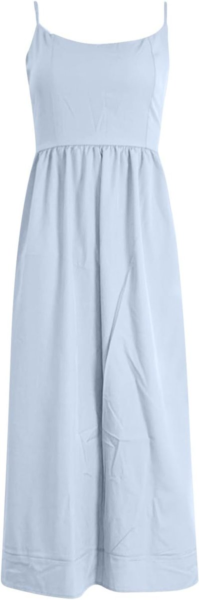 Women's Square Neck Spaghetti Strap A-Line Fall Midi Dress