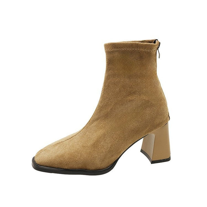 Women's Square-Toe Block-Heel Suede Ankle Boots