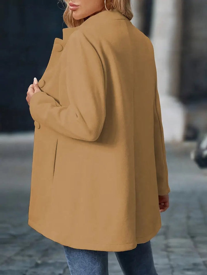 Women's Stand-Collar Button-Front Long-Line Blazer Coat