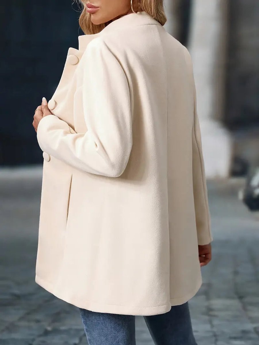 Women's Stand-Collar Button-Front Long-Line Blazer Coat