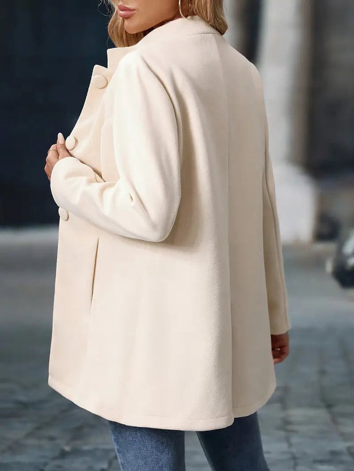Women's Stand-Collar Button-Front Longline Winter Coat