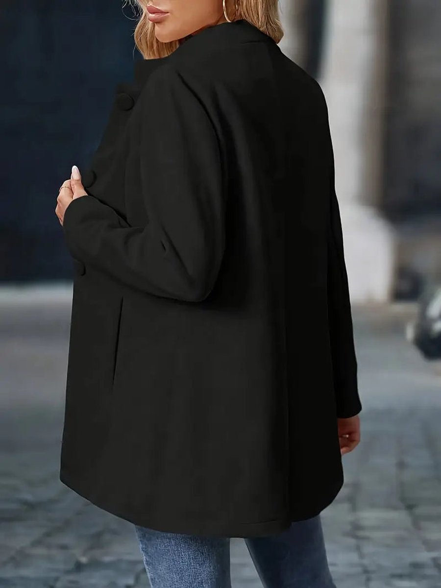 Women's Stand-Collar Button-Front Longline Winter Coat