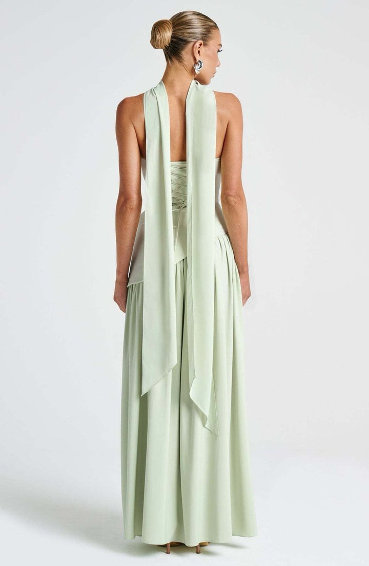 Women's Strapless Color-Block Slit Fall Wedding Guest Dress Maxi Gown