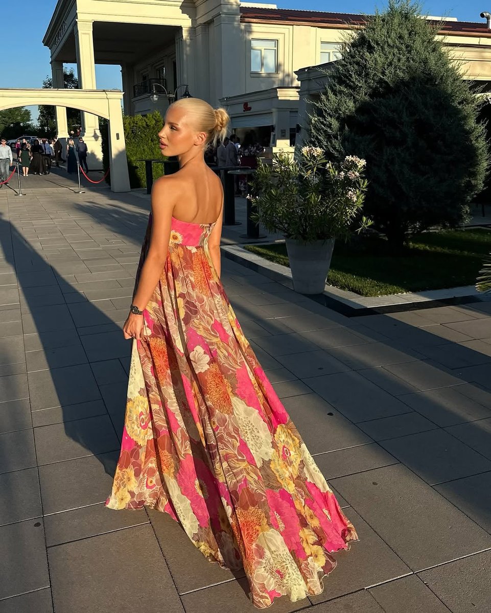 Women's Strapless Floral Maxi Fall Wedding Guest Dress