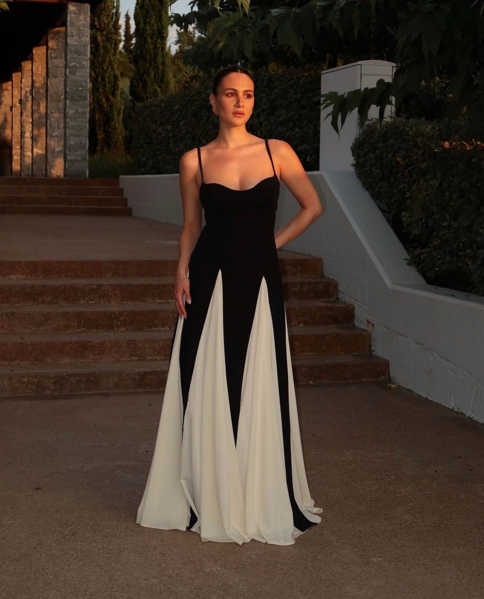 Women's Strapless Panel Maxi Formal Dress Colorblock Flowy Gown
