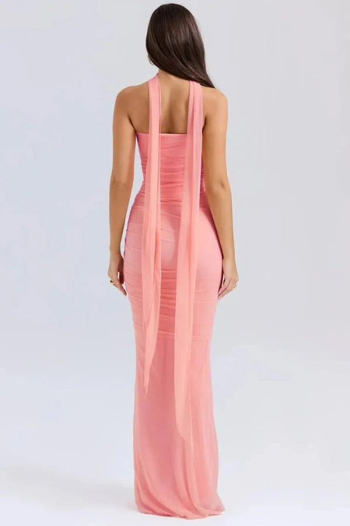 Women's Strapless Ruched Mesh Mermaid Fall Wedding Guest Dress