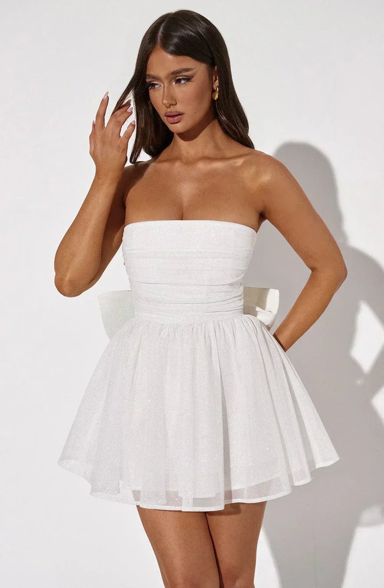 Women's Strapless Sparkle Tulle Fall Wedding Guest Dress Mini