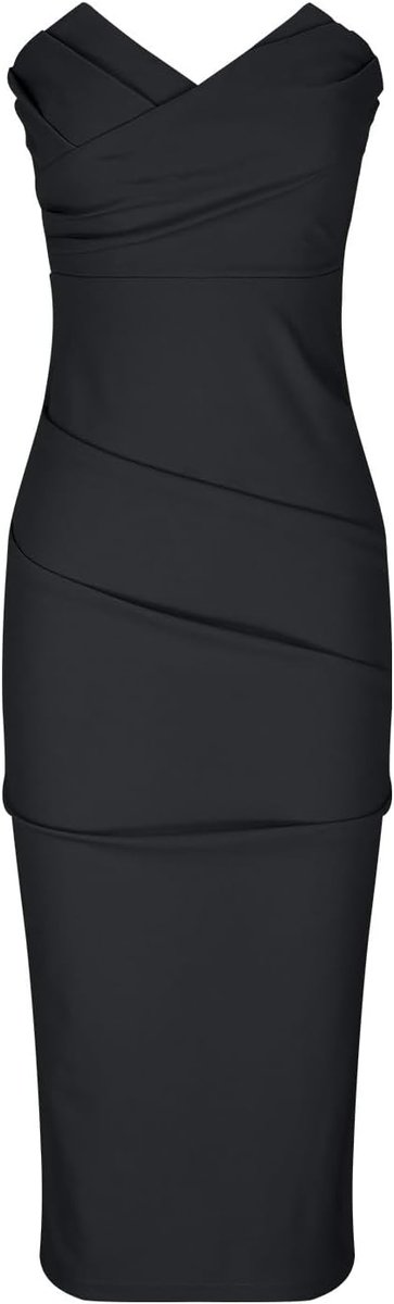 Women's Strapless Sweetheart-Neck Bodycon Fall Midi Dress
