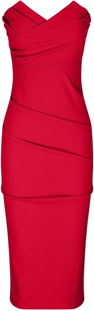 Women's Strapless Sweetheart-Neck Bodycon Fall Midi Dress