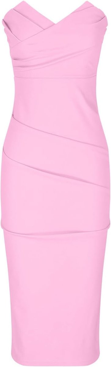 Women's Strapless Sweetheart-Neck Bodycon Fall Midi Dress