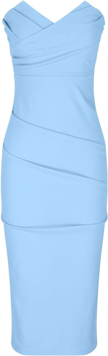 Women's Strapless Sweetheart-Neck Bodycon Fall Midi Dress