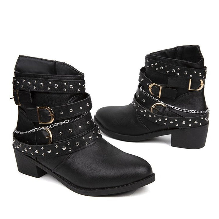 Women's Studded Multi-Strap Block-Heel Ankle Boots
