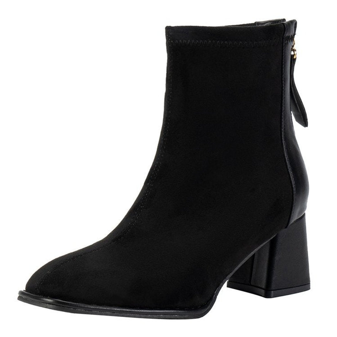 Women's Suede Block-Heel Back-Zip Ankle Boots