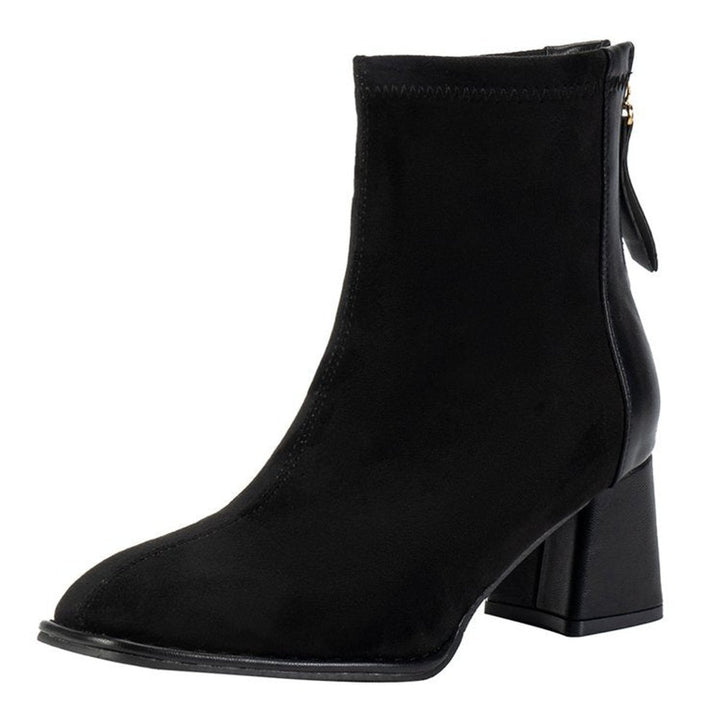 Women's Suede Block-Heel Back-Zip Ankle Boots