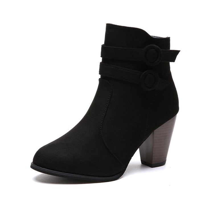 Women's Suede Block-Heel Buckle-Strap Ankle Boots
