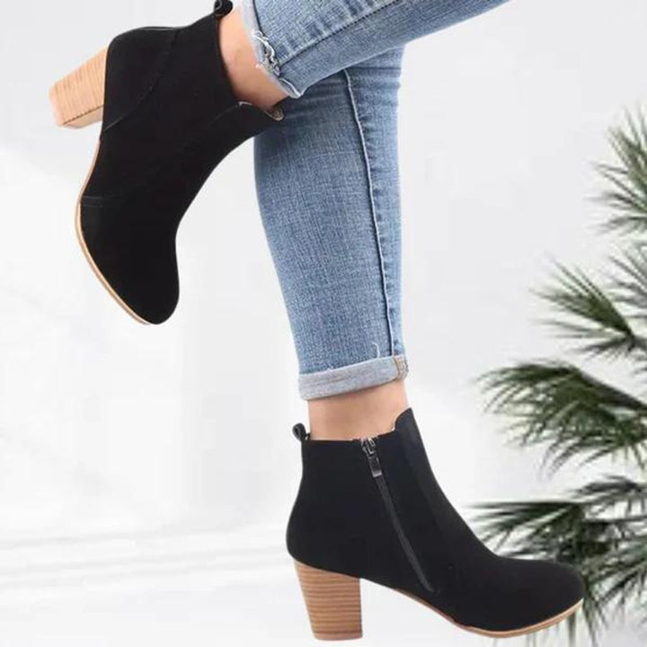 Women's Suede Block Heel Side-Zip Ankle Boots