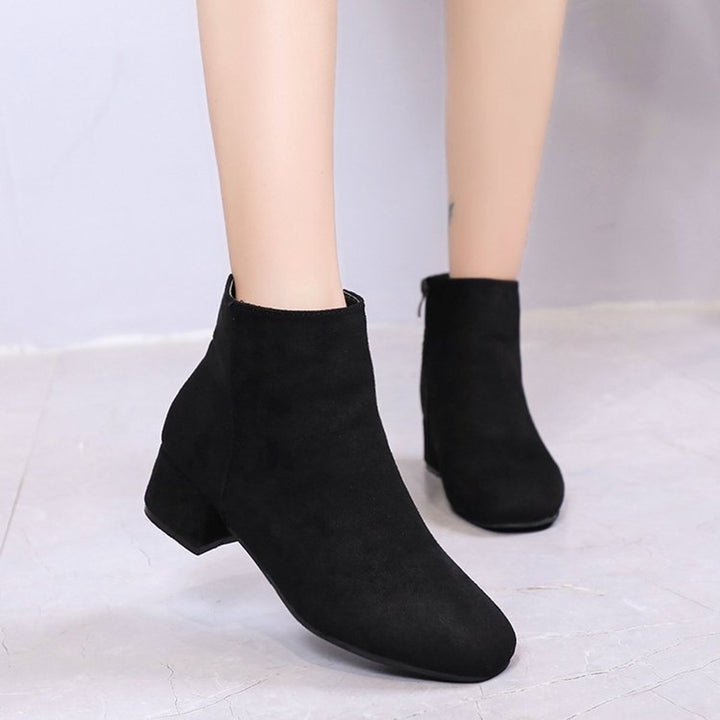 Women's Suede Block-Heel Side-Zip Ankle Boots