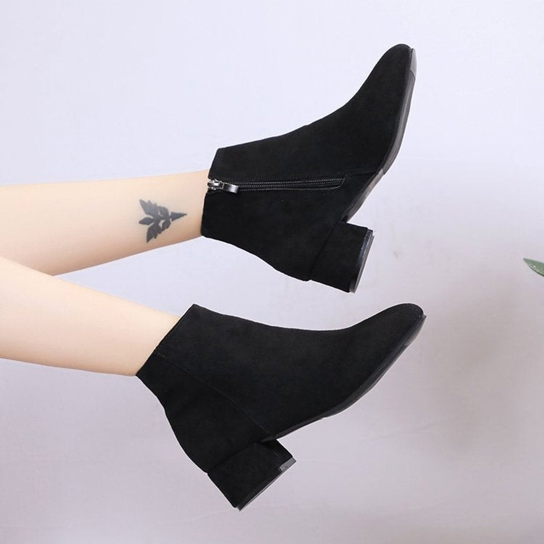 Women's Suede Block-Heel Side-Zip Ankle Boots