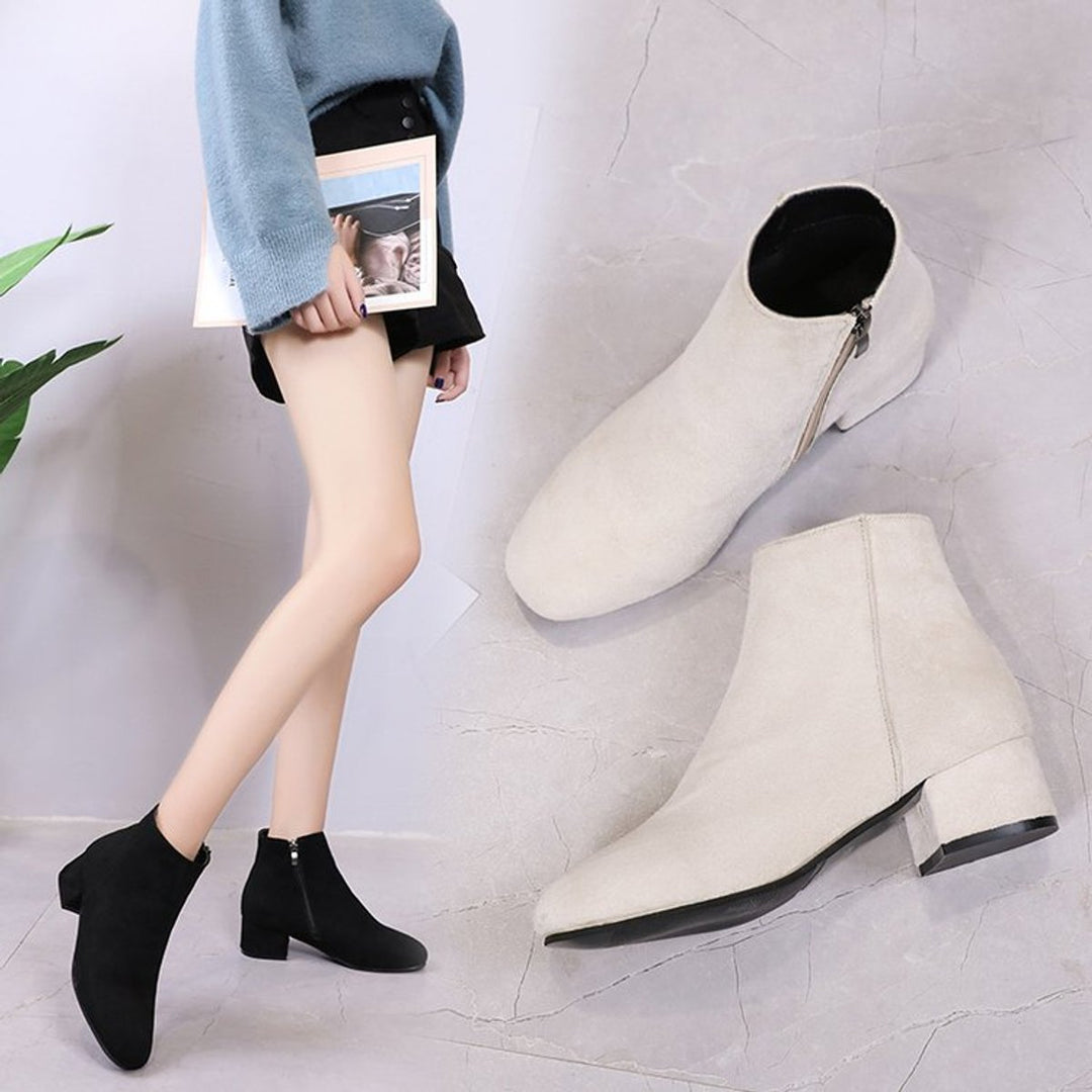 Women's Suede Block-Heel Side-Zip Ankle Boots