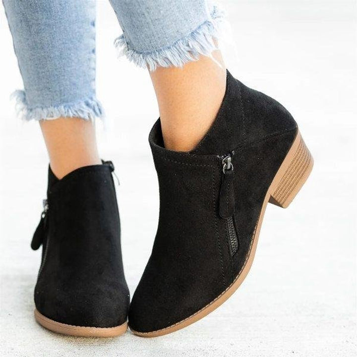 Women's Suede Block-Heel Side-Zip Ankle Boots