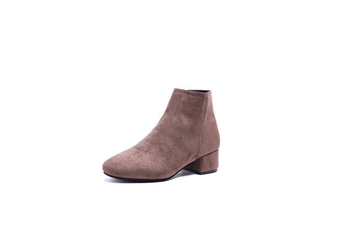 Women's Suede Block-Heel Side-Zip Ankle Boots