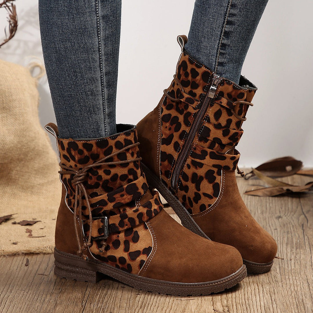 Women's Suede Buckle-Strap Side-Zip Ankle Boots