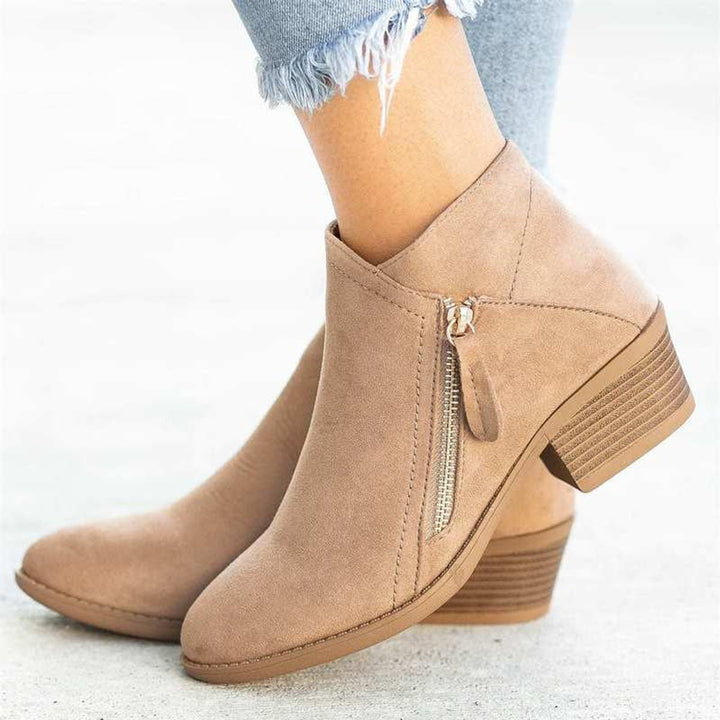 Women's Suede Side-Zip Block-Heel Ankle Boots