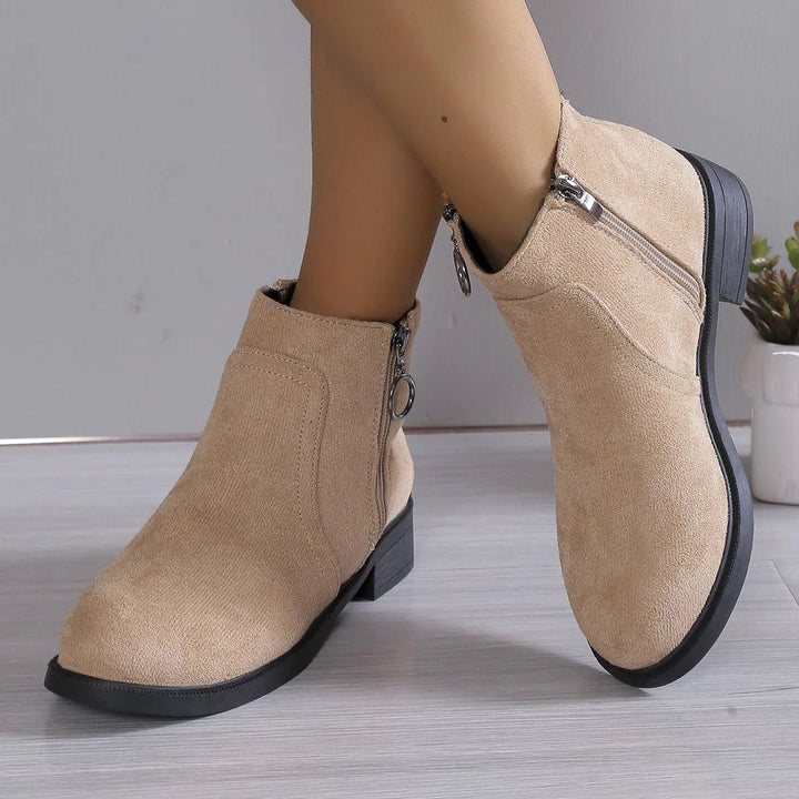 Women's Suede Side-Zip Block-Heel Ankle Boots