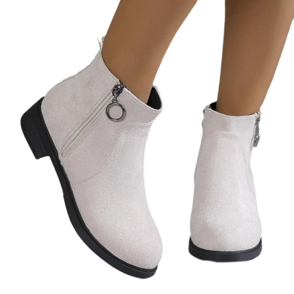 Women's Suede Side-Zip Block-Heel Ankle Boots