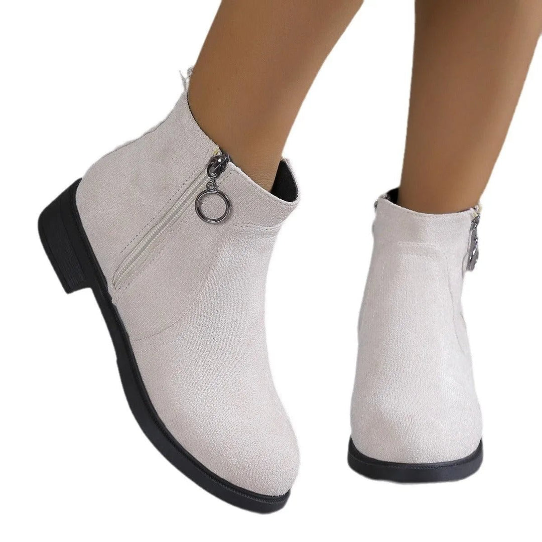Women's Suede Side-Zip Block-Heel Ankle Boots