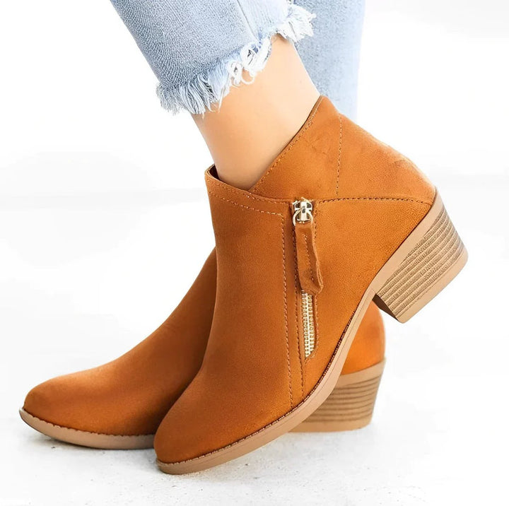 Women's Suede Side-Zip Block-Heel Ankle Boots