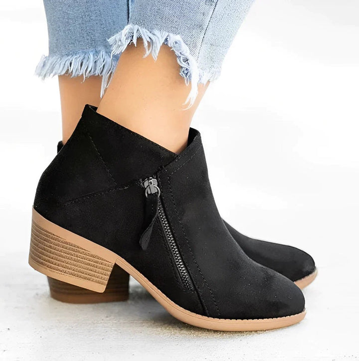 Women's Suede Side-Zip Block-Heel Ankle Boots