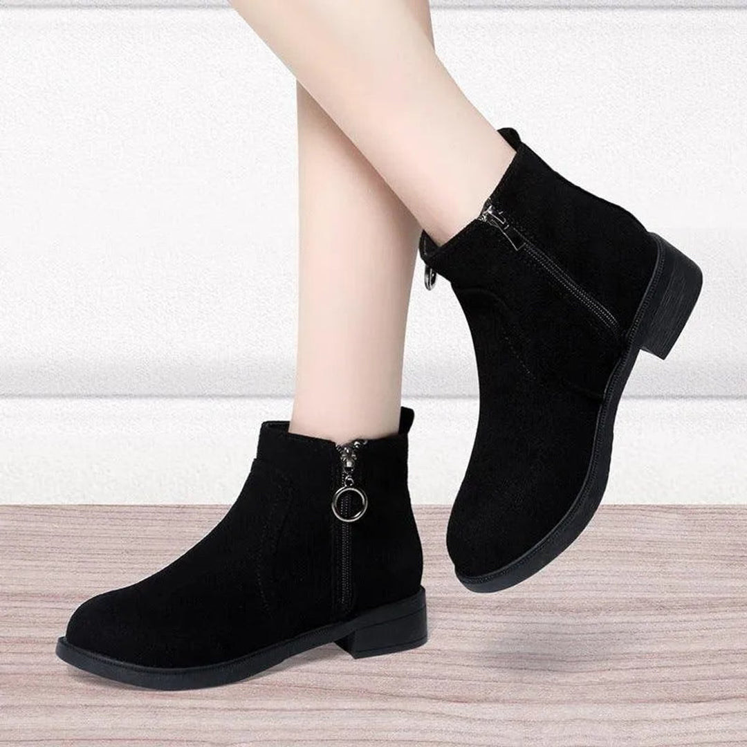 Women's Suede Side-Zip Block-Heel Ankle Boots
