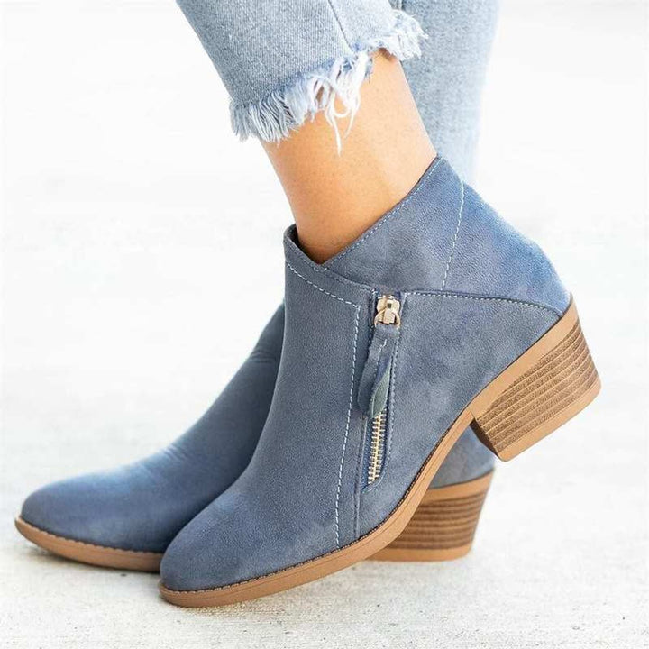 Women's Suede Side-Zip Block-Heel Ankle Boots